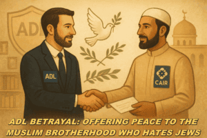 Peaceful handshake between two men representing different communities promoting unity and understanding, emphasizing the importance of coexistence.