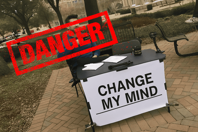 Change my mind protest sign outdoor political activism change of opinion demonstration image.