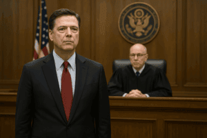 Attorney in a courtroom with judge in background, legal justice, courtroom scene, American legal system, court proceedings, judicial process, legal hearing, courtroom drama, legal professional in court setting.