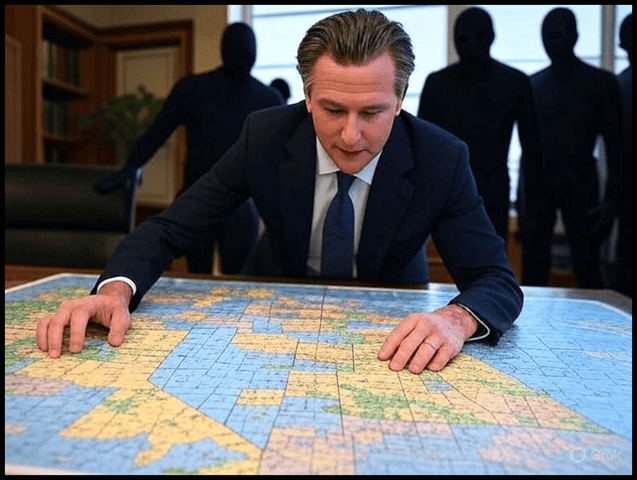 Strategic planning meeting of government officials analyzing a large city map for policy decisions.