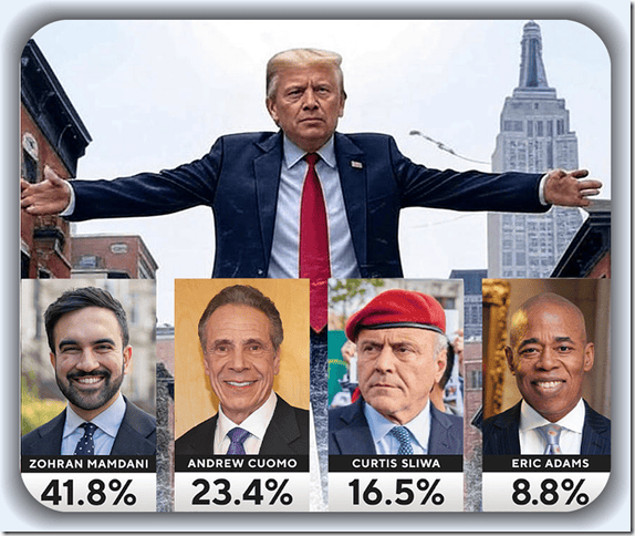 Election results image showing Donald Trump and four other candidates with their respective vote percentages, emphasizing political participation and candidate support in US elections.