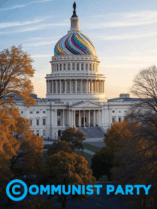 Colorful dome of the U.S. Capitol building with autumn trees in the foreground, symbolizing political discourse and government transparency.