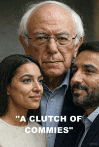A thoughtful elderly man surrounded by diverse young adults, highlighting themed commentary on political alliances and social issues for One Citizen Speaking.