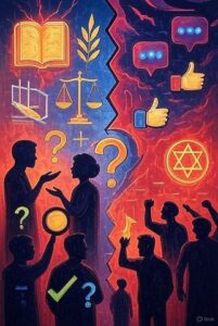 Open book, scales of justice, and debates icon representing knowledge and law at One Citizen Speaking website.