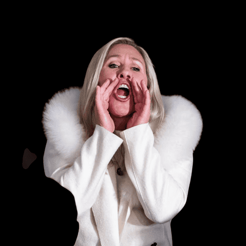 A fierce woman passionately speaking or shouting, emphasizing free speech or activism.