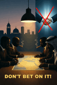 Government corruption and conspiracy discuss with businessmen smoking cigars at a dark table, city skyline background, highlighting issues of transparency and integrity in politics.