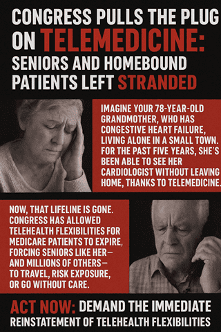 Emergency telemedicine care for seniors and grandparents during the pandemic, highlighting issues of loneliness, healthcare access, and the urgent need for telehealth reforms.