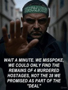 Man wearing a headband with Arabic script, holding his hand up in a stop gesture.