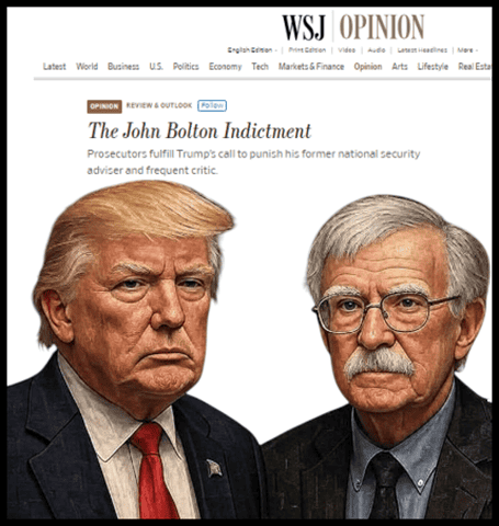 Prosecutors and political commentary on John Bolton indictment involving Donald Trump, featured on One Citizen Speaking website.